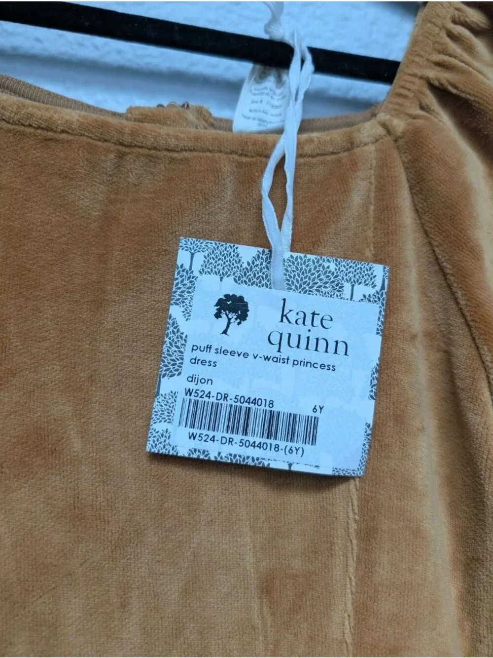 Kate Quinn Organic Cotton Dijon Velour Princess Dress 6Y Brown